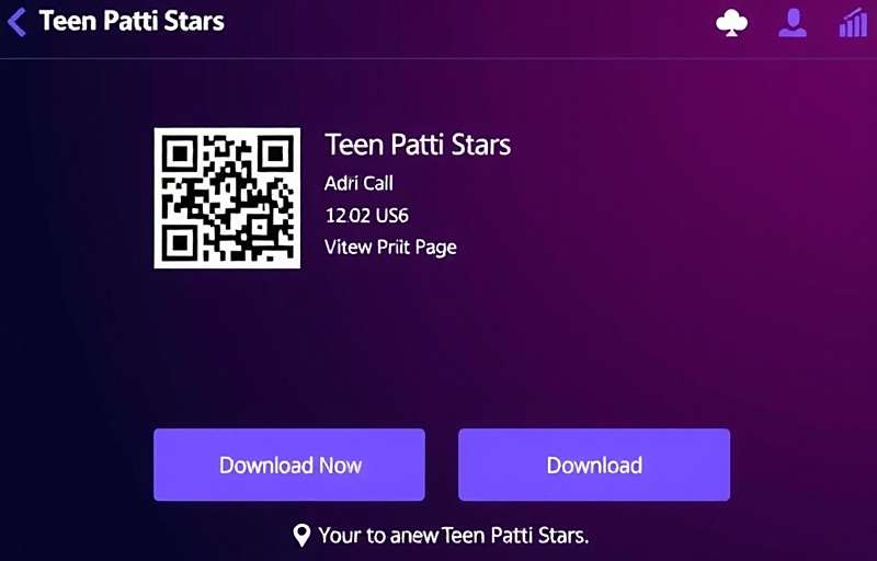 Teen Patti Stars download page showing QR code and download buttons